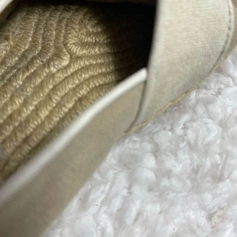 Tory Burch Canvas Khaki & beige espadrilles slip on gold tone logo accent SZ9.5